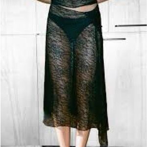 Gil Rodriguez black lace asymmetrical skirt